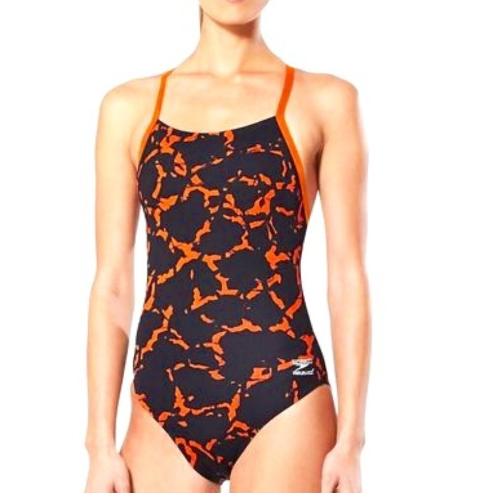 SPEEDO ORANGE FLYBACK RACING CUT PERFORMANCE ENDURANCE  SWIMSUIT SIZE SMALL NWT